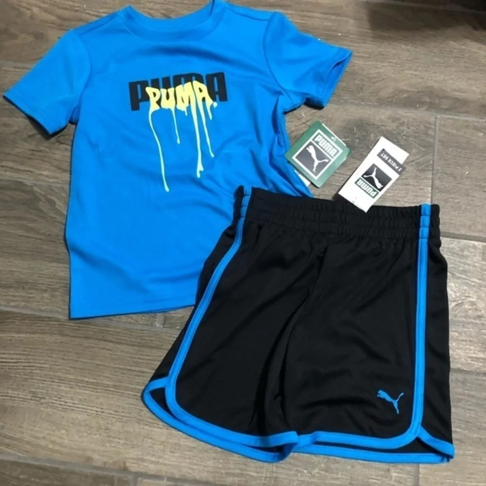NWT boys puma set blue and black sporty athletic wear